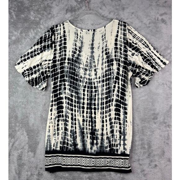 ECI New York Women’s Large Tie-Dye Tunic Dress Boho V-Neck Beaded Accent Size-L - Picture 5 of 6